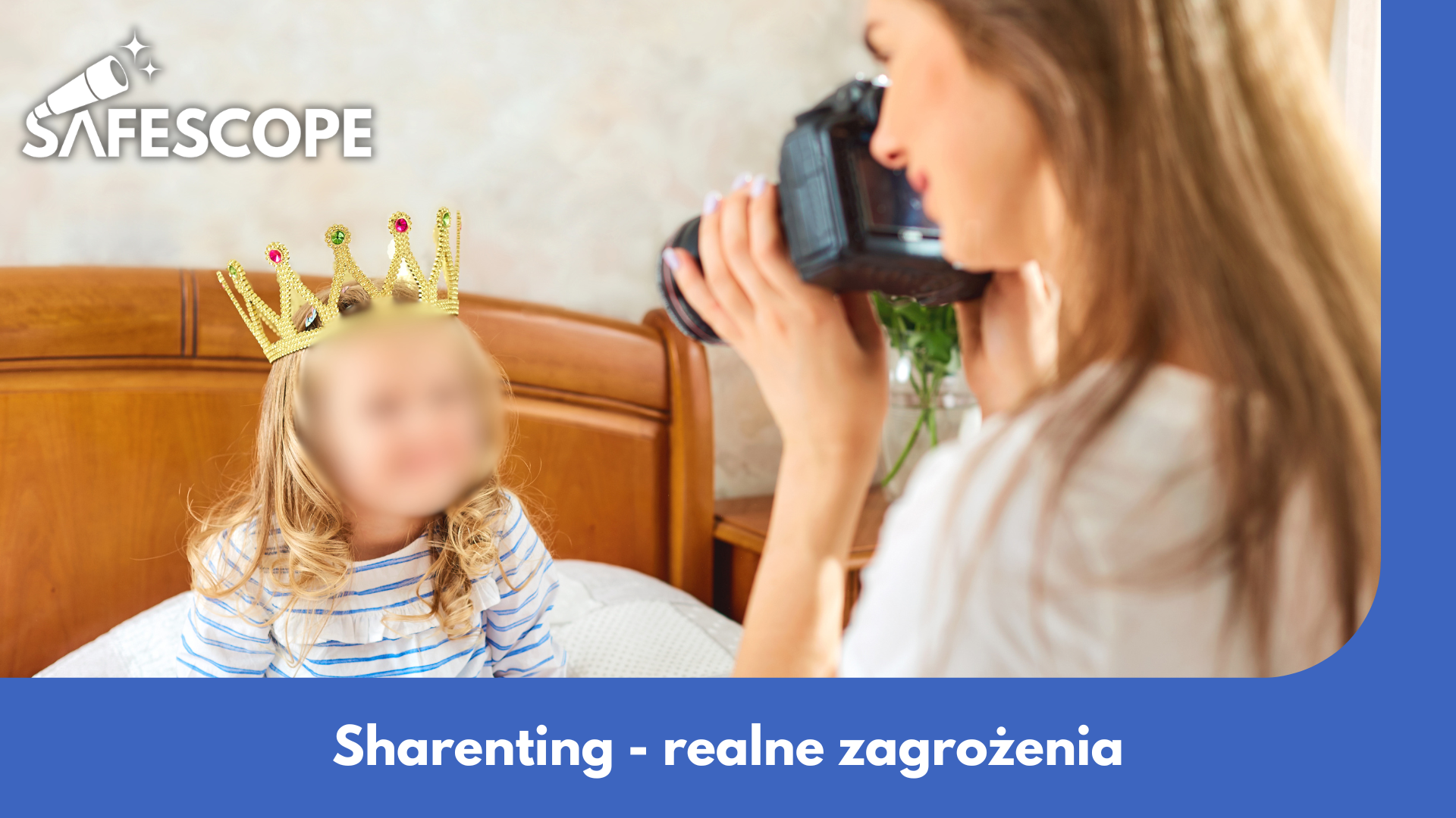 Rodzic publikuje zdjęcia dziecka online - symbol zagrożeń sharentingu i prywatności dzieci w Internecie